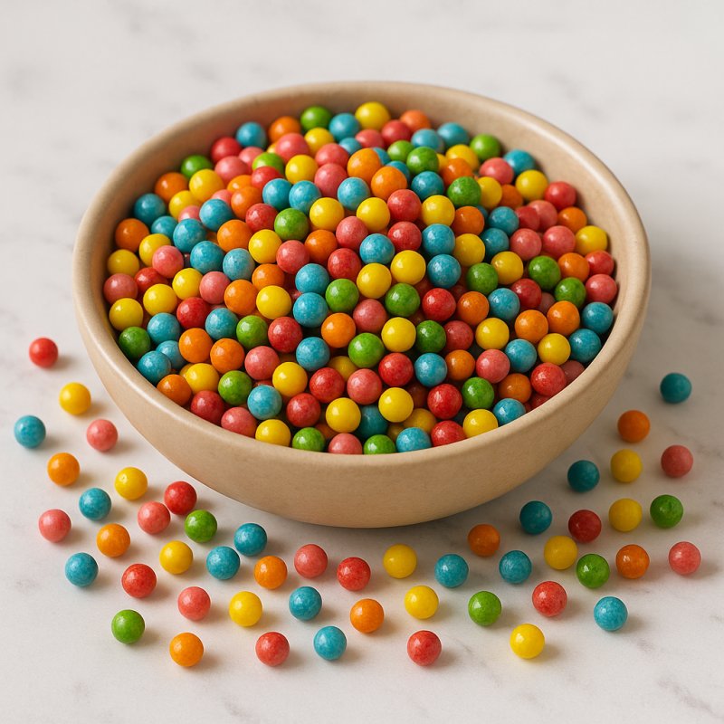 Bunte Zuckerperlen als Dekoration