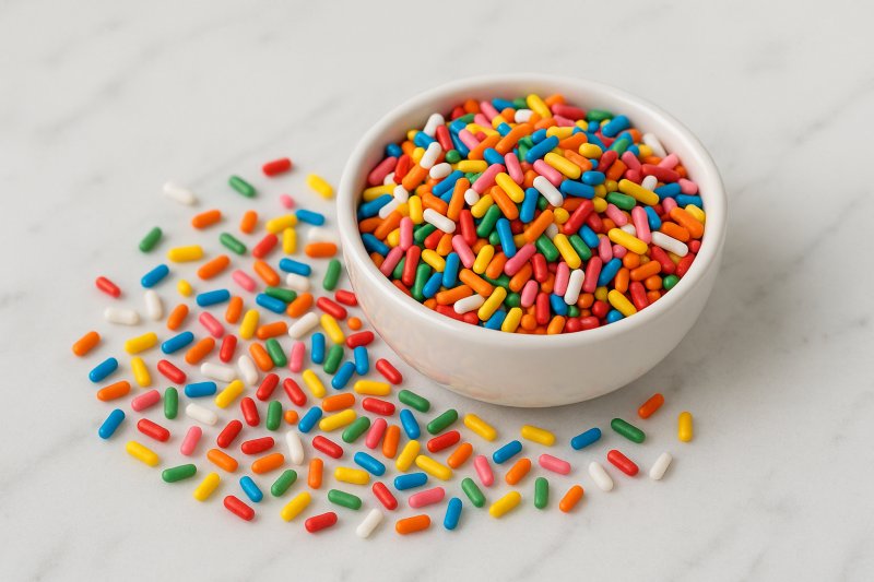 Bunte Zuckerstreusel in verschiedenen Farben