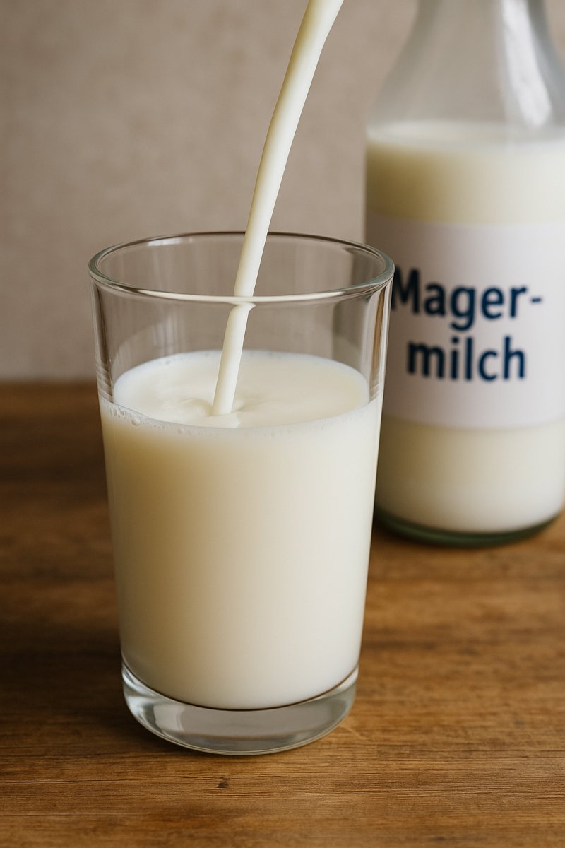 Glas mit Magermilch