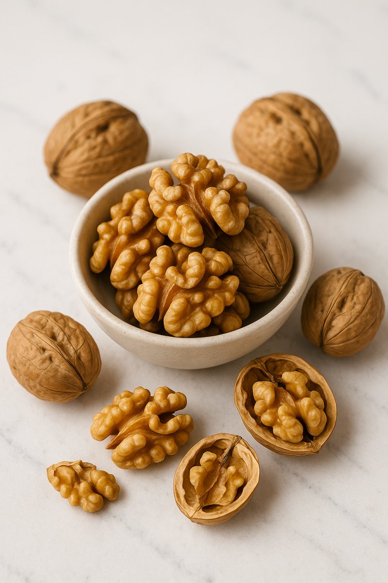 Walnüsse in Schale und Kerne